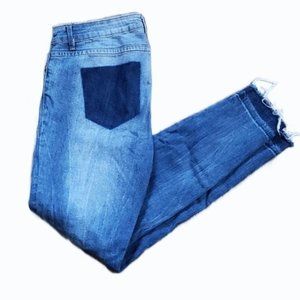 Forever 21  Women's Patchwork Raw Hem Skinny Jeans